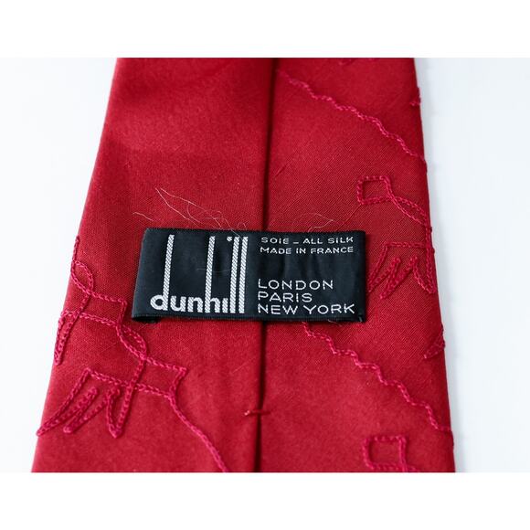VTG Dunhill France Silk Embroidered Tie Business Casual Party Formalwear Retro - Picture 2 of 14